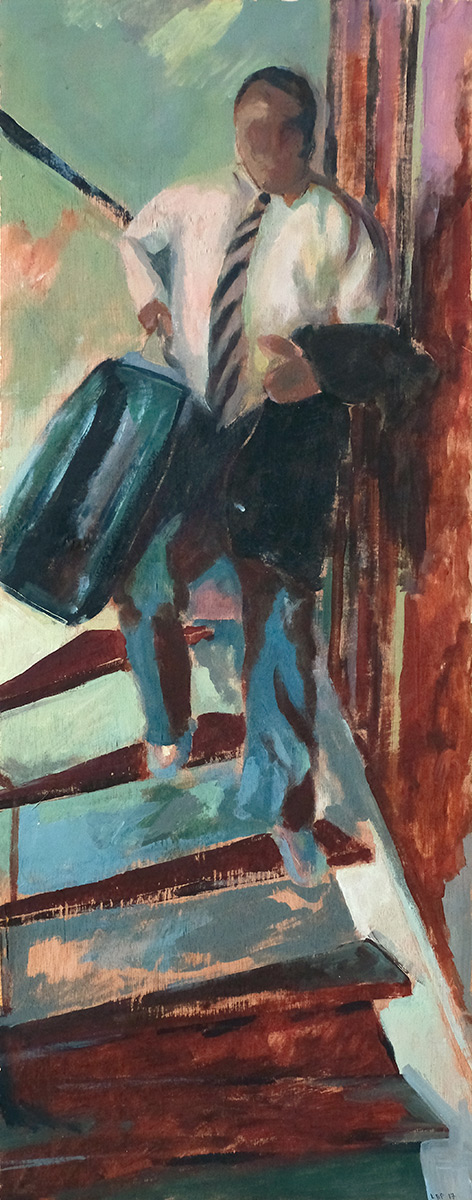 Man descending stairs