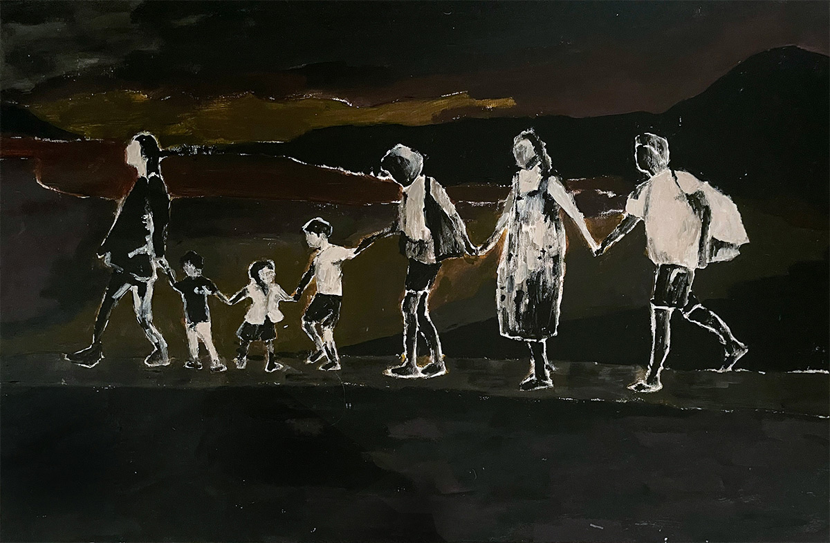 Beach walk at sunset