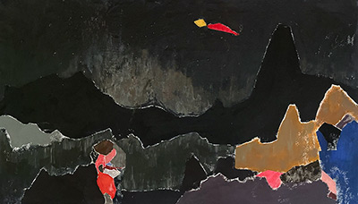 Landscape with comet passing
