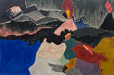 Landscape with figure sowing fire