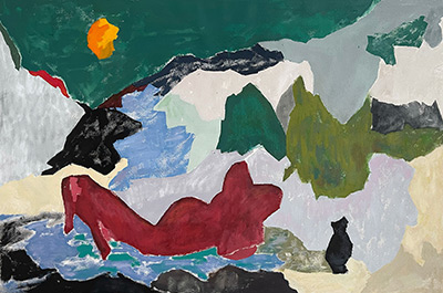 Landscape with bather